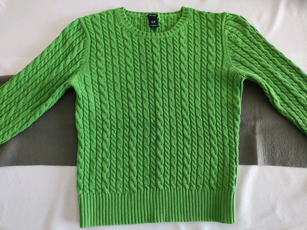 Gap Cable Knit Pullover Sweater Long Sleeve Womens Large Vintage 90s Green